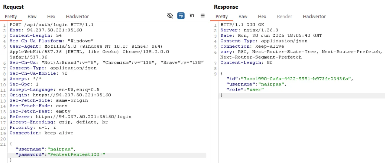 Request dan Respons Login