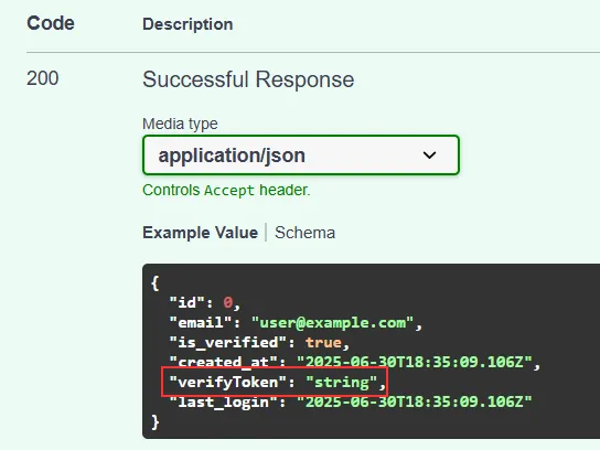 Respons /userDetails Menampilkan Data Token Verifikasi